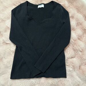 Old Navy Black Ribbed Sweetheart Knit Top
